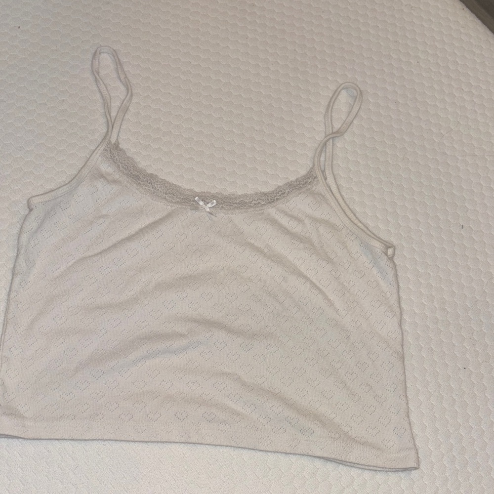 Brandy Cream Lace Trim crop Top